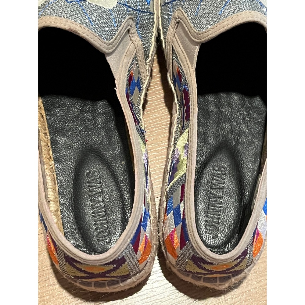 Johnny Was Madrid Espadrille Womens 9.5 Silver Multi Floral Embroidered Metallic - Picture 10 of 16